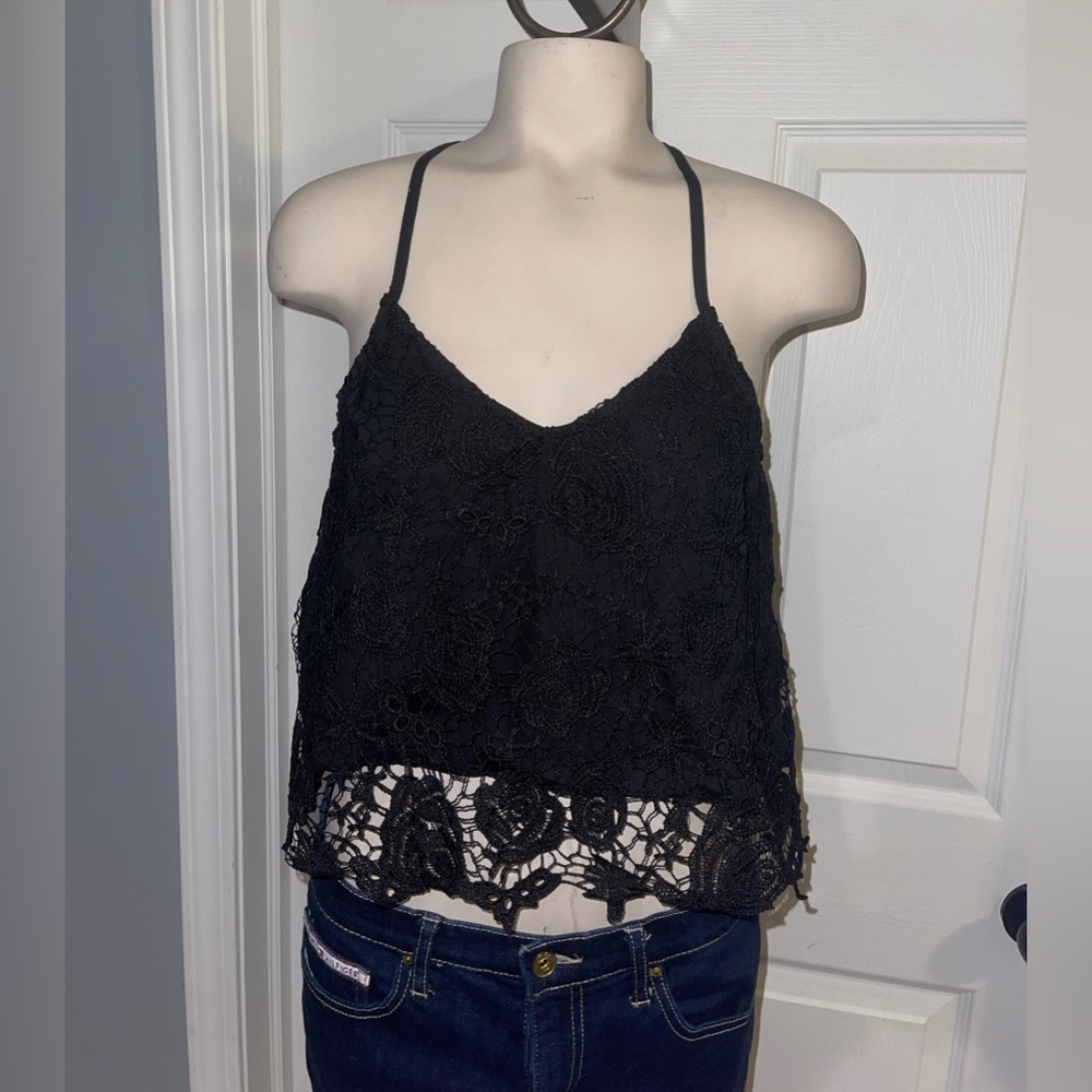 Elegant Black Lace Women's tank top size medium EUC Streatwear Society
